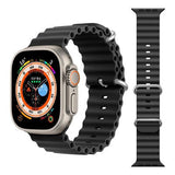 Apple Watch Series 9 ( GPS 45MM ) - Aluminum - Midnight - Ocean Silicone Sport Watch Band Black